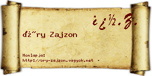 Őry Zajzon névjegykártya